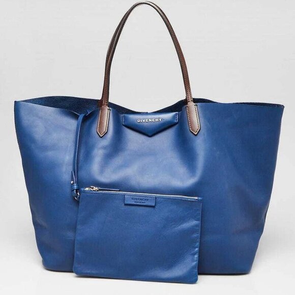 Givenchy Blue/Brown Leather Antigona Large Tote Bag - Picture 1 of 9